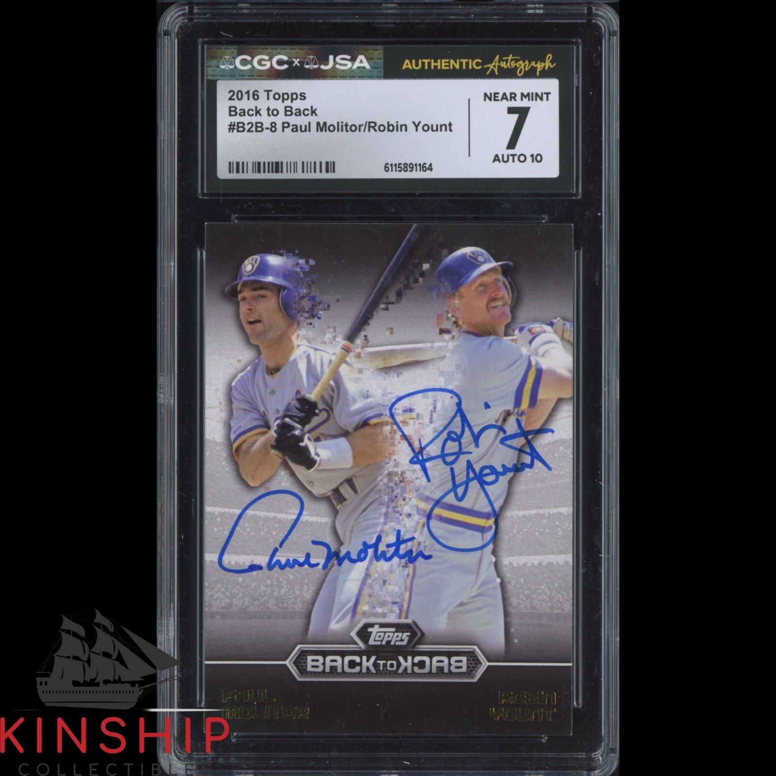 Paul Molitor & Robin Yount signed 2016 Topps Card JSA CGC Slab HOF Auto C5859