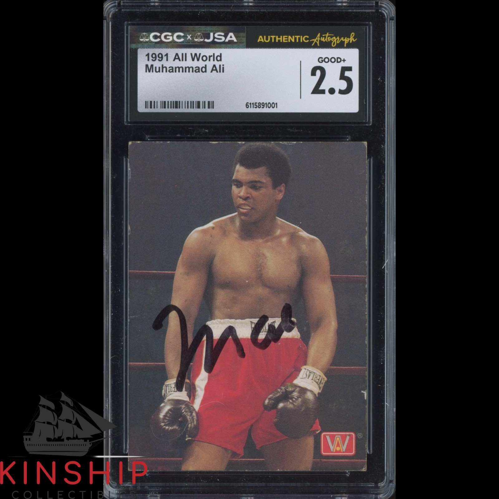 Muhammad Ali signed 1991 All World Trading Card JSA CGC Slab Boxing Auto C5850