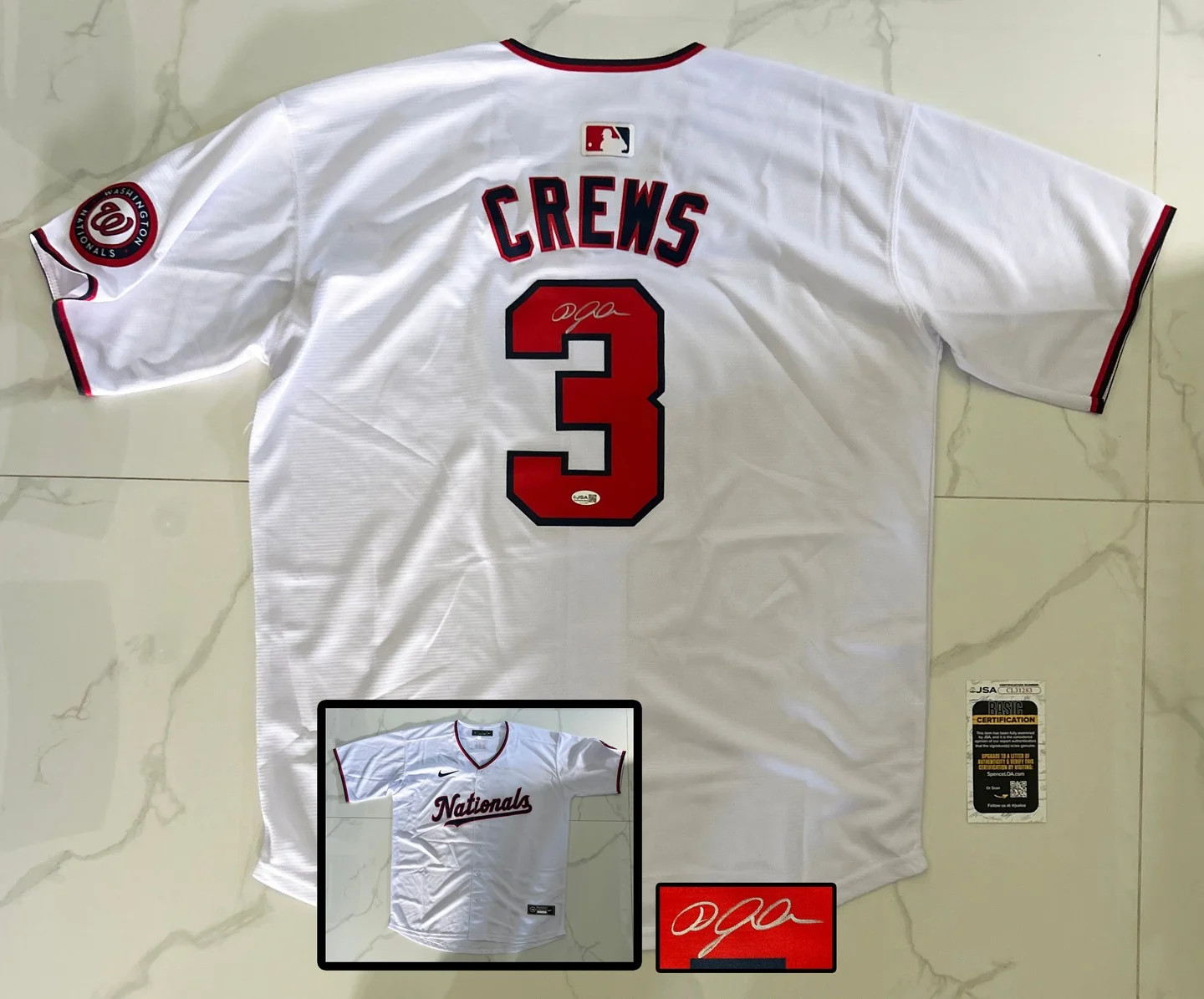Dylan Crews Signed Jersey Washington Nationals JSA 1 COA