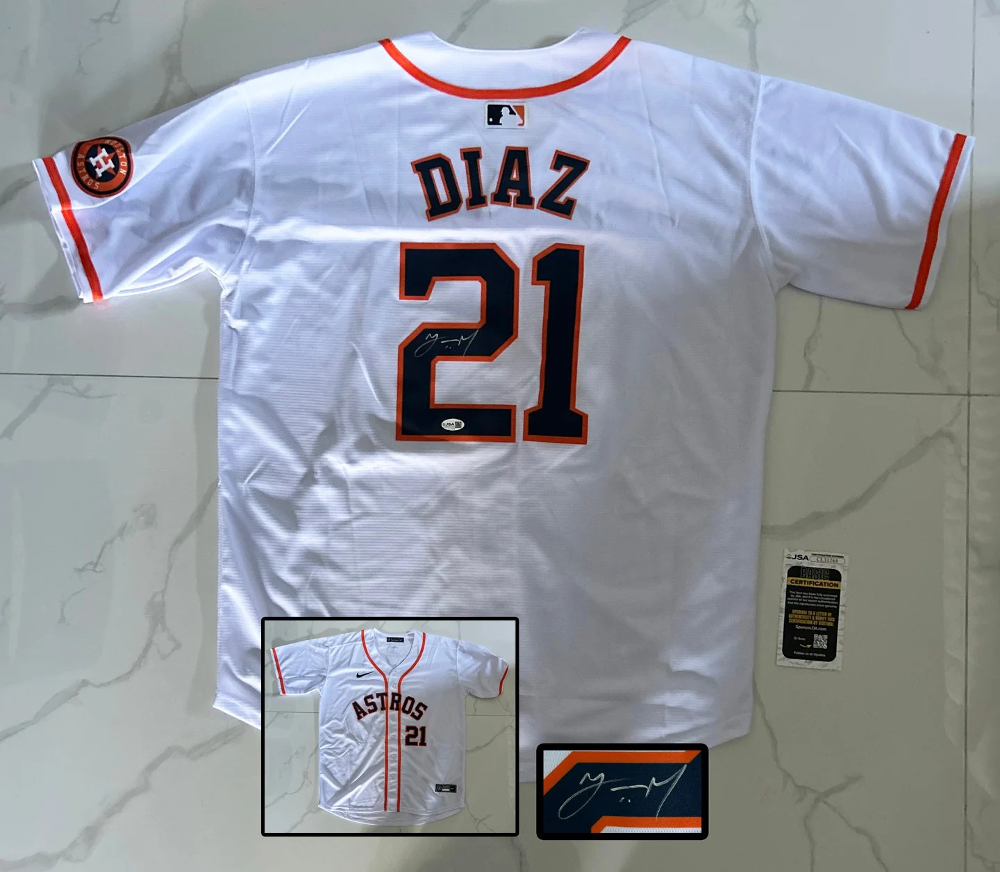 Yainer Diaz Signed Jersey Houston Astros JSA COA
