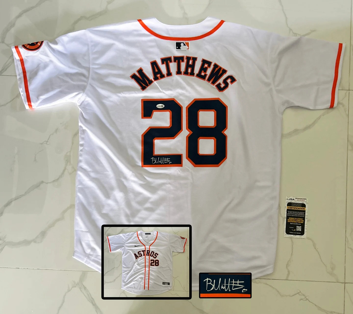 Brice Matthews Signed Jersey Houston Astros JSA COA