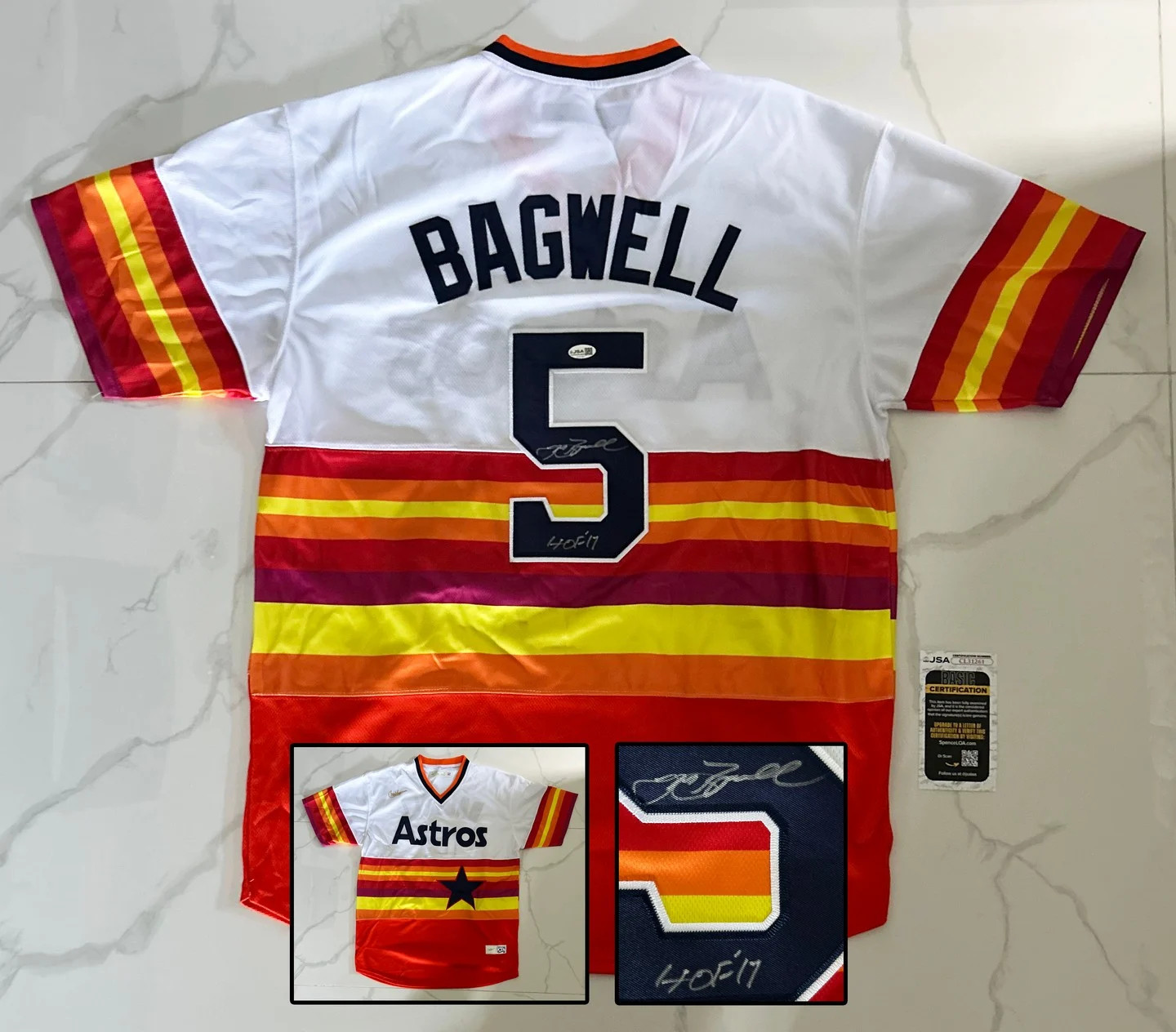 Jeff Bagwell Signed Jersey Houston Astros Inscribed HOF 17 JSA COA