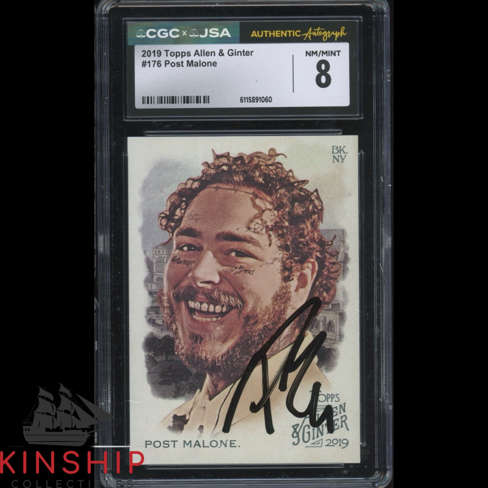 Post Malone signed 2019 Topps Allen & Ginter Card JSA CGC Slab Music Auto C5882