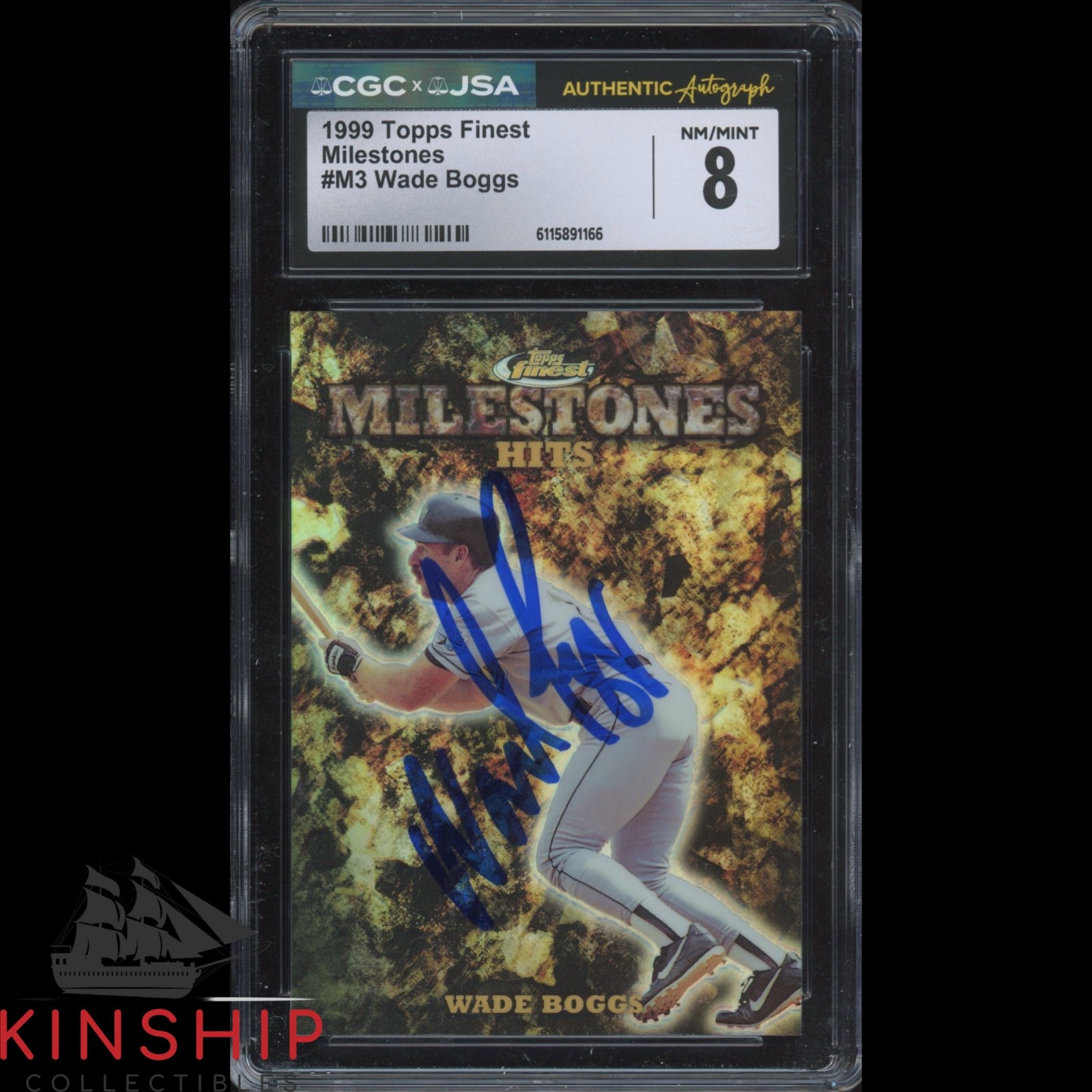 Wade Boggs signed 1999 Topps Finest Card JSA CGC Slab Baseball HOF Auto C5858