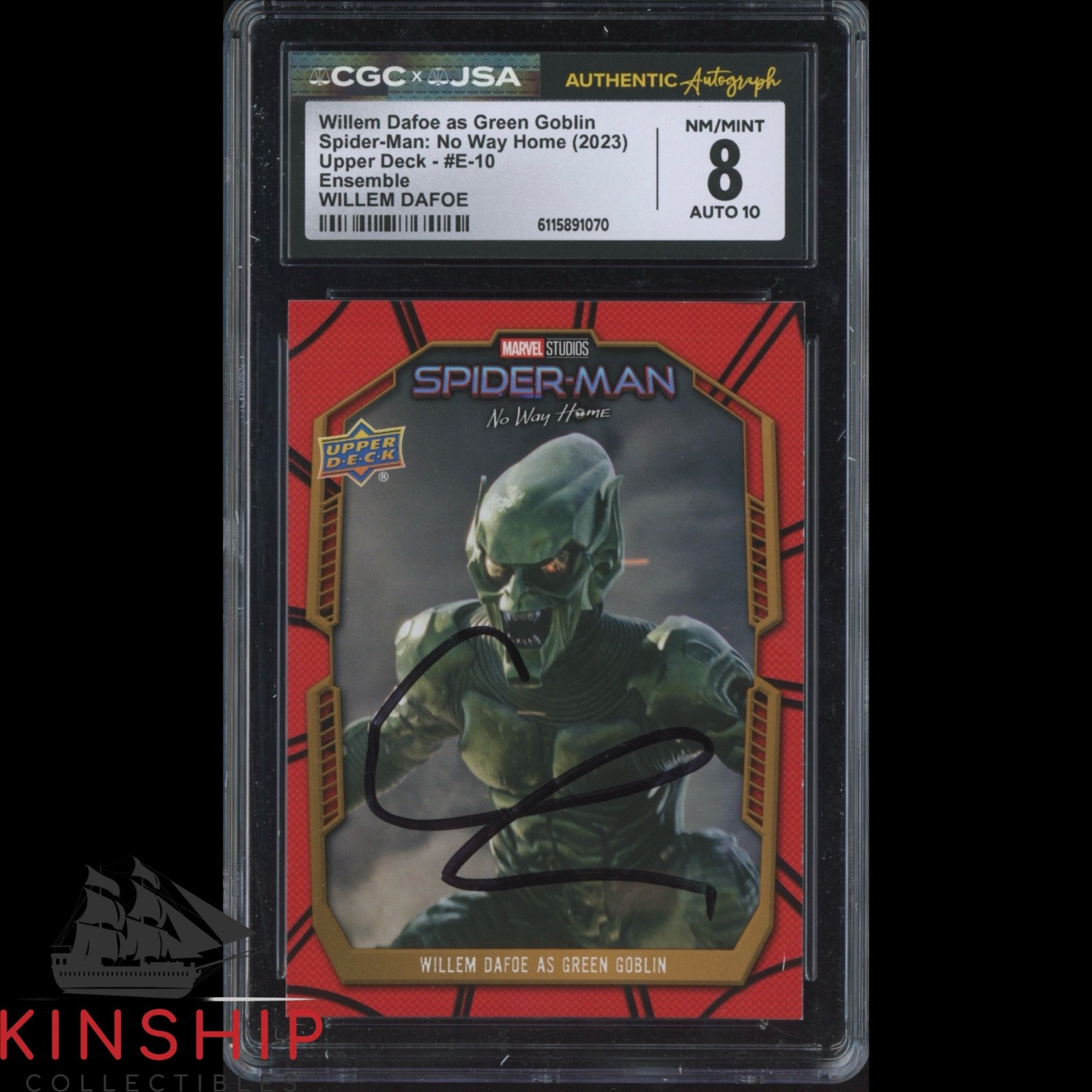 Willem Dafoe signed 2023 UD Spider-Man Trading Card JSA CGC Slab Auto 10 C5893