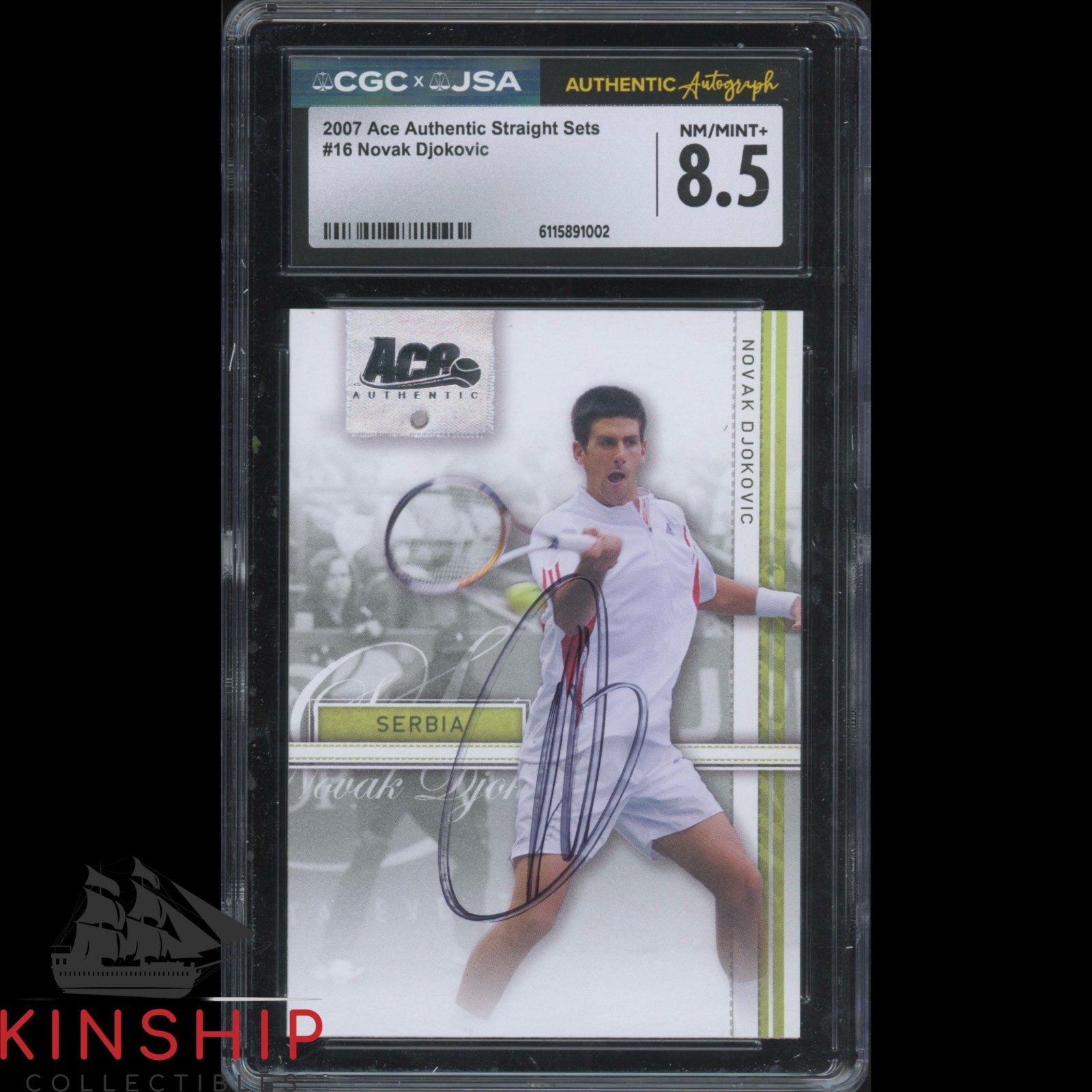 Novak Djokovic signed 2007 Ace Authentic Card 8.5 JSA CGC Slab Tennis Auto C5587
