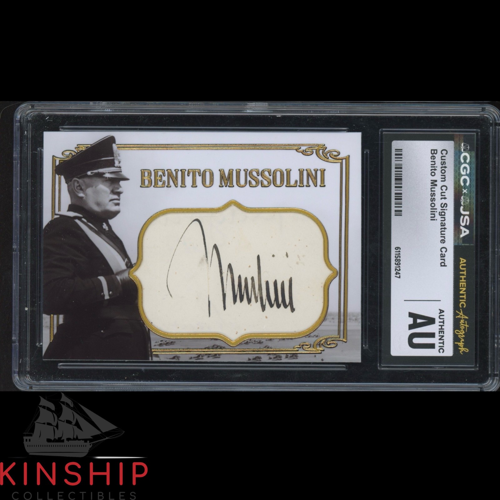 Benito Mussolini signed Cut Custom Trading Card JSA CGC Slab WWII Auto C5911