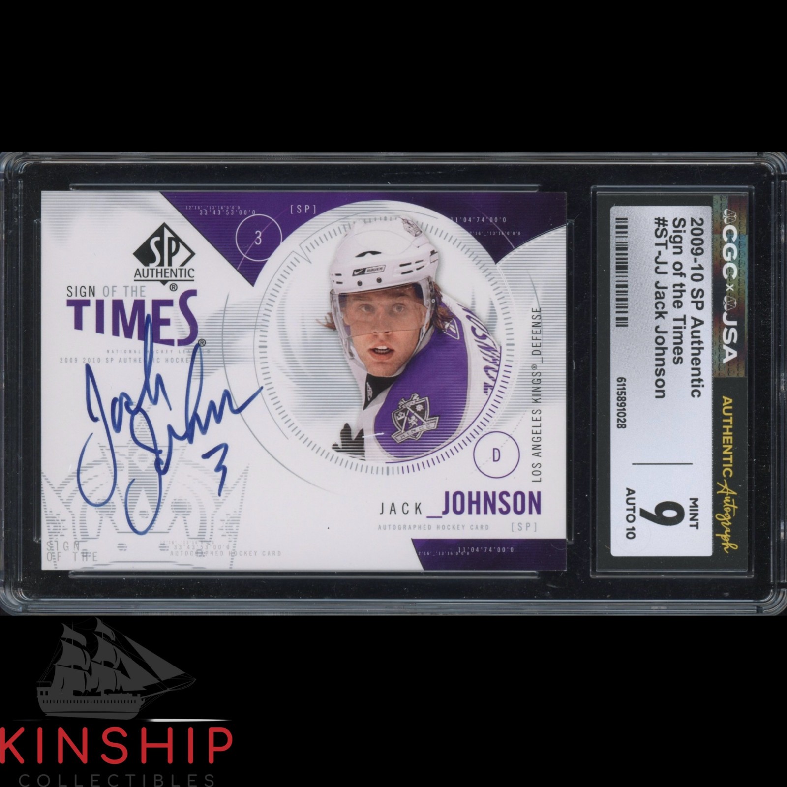 Jack Johnson signed 2009-10 SP Authentic Card JSA CGC Slab Hockey Auto 10 C5852