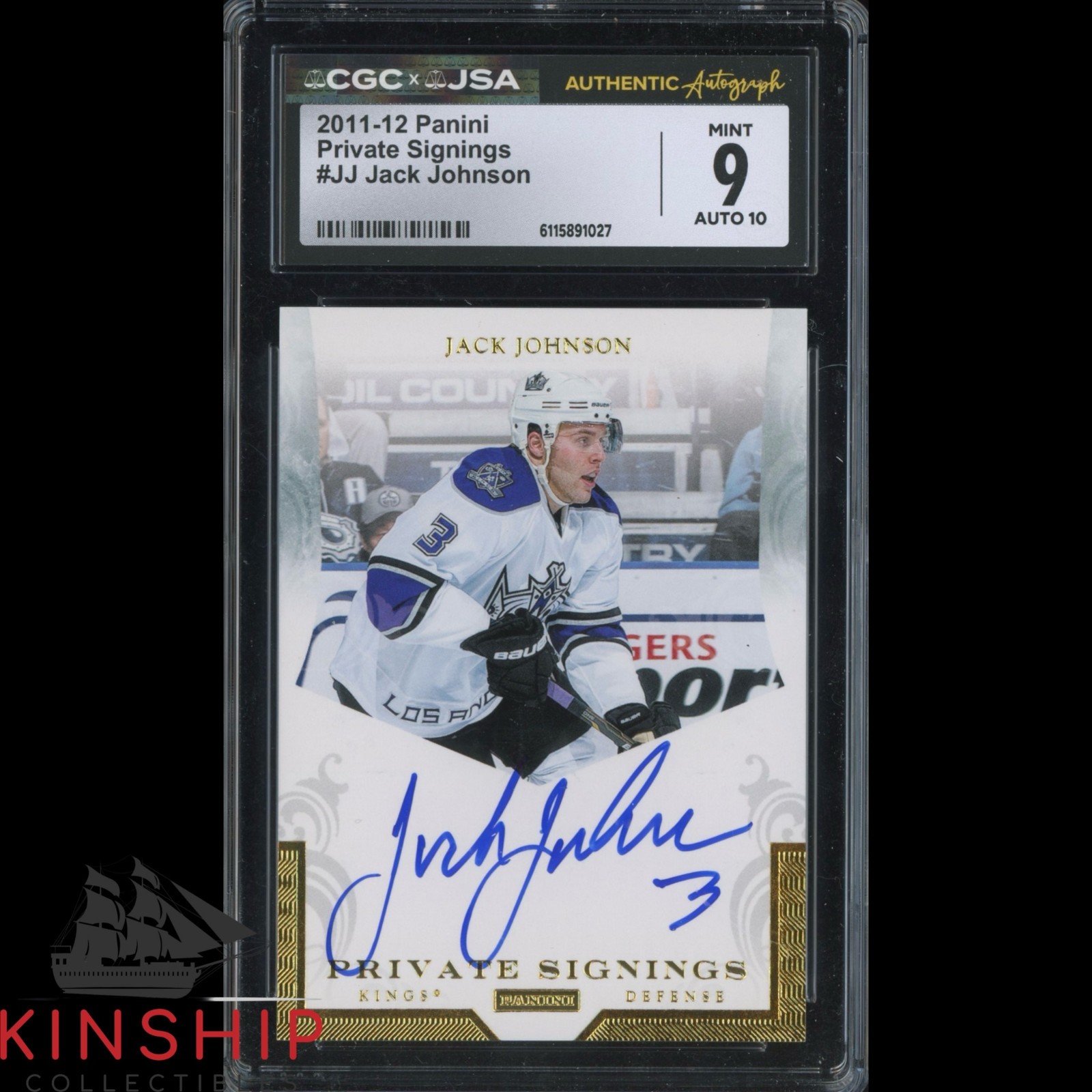 Jack Johnson signed 2011-12 Panini Card JSA CGC Slab Hockey Auto 10 C5853