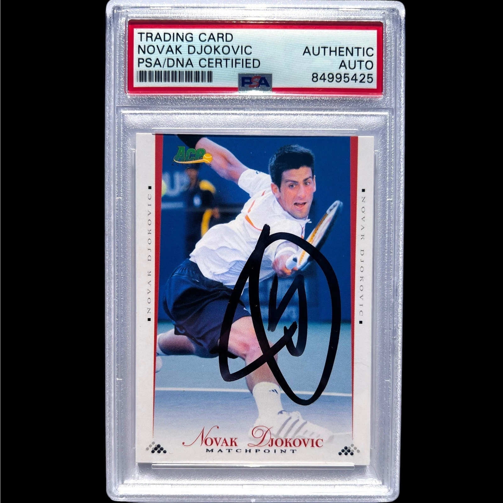 2008 Ace Authentic Novak Djokovic Signed Match Point Card #3 Auto Psa