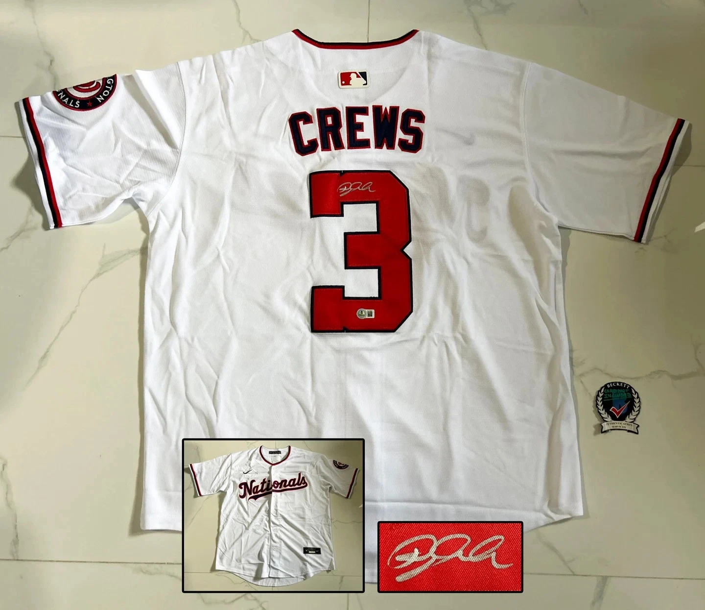 Dylan Crews Signed Jersey Washington Nationals Beckett BAS COA