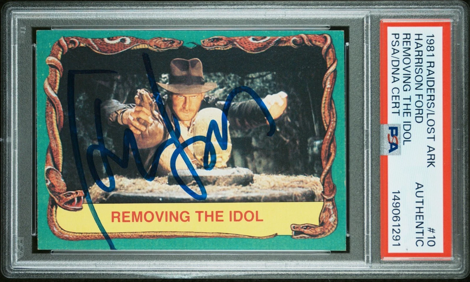 HARRISON FORD SIGNED 1981 TOPPS RAIDERS OF THE LOST ARK INDIANA JONES AUTO PSA
