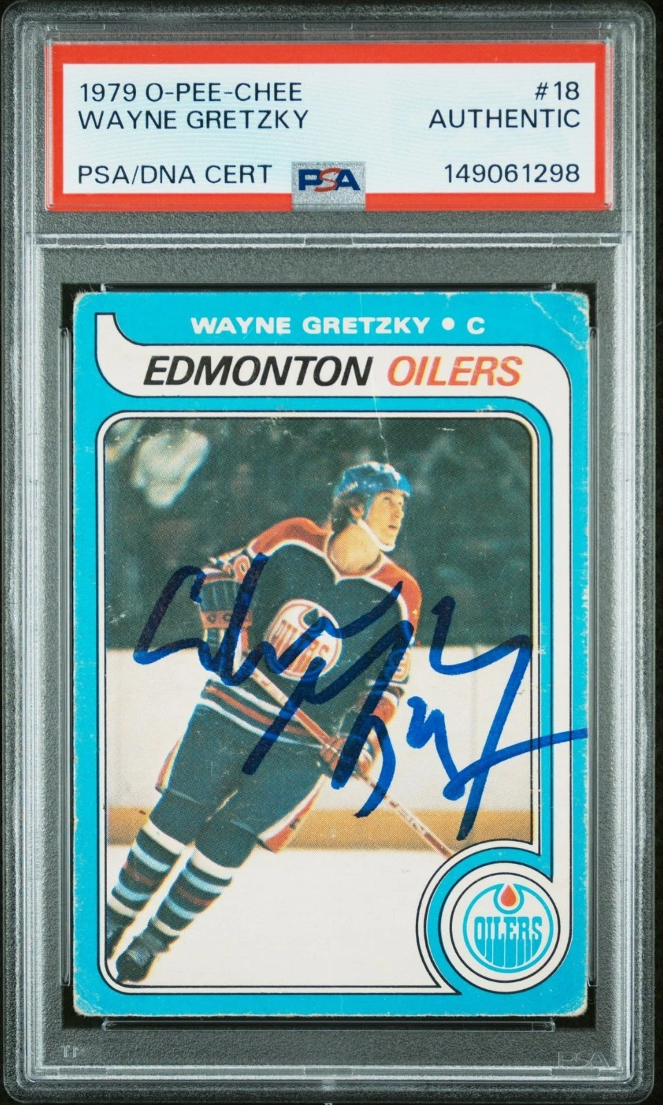 1979 O-PEE-CHEE #18 Wayne Gretzky Signed Rookie Card PSA AUTO OILERS RC