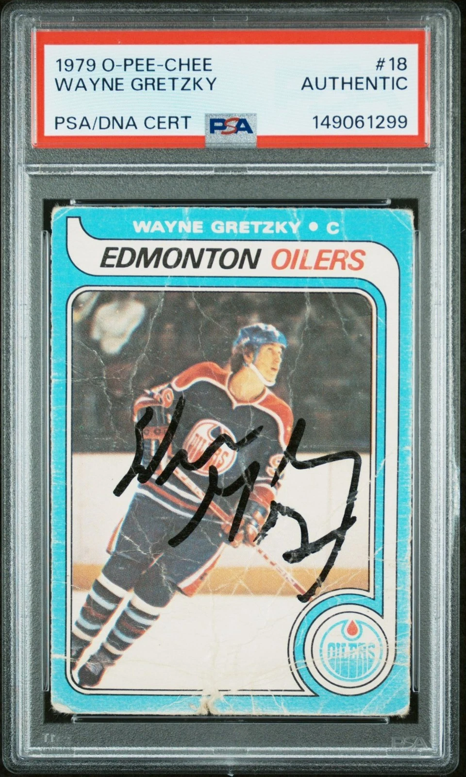 Wayne Gretzky Signed 1979 O-PEE-CHEE Rookie Card #18 OPC Auto Oilers RC ~ Psa
