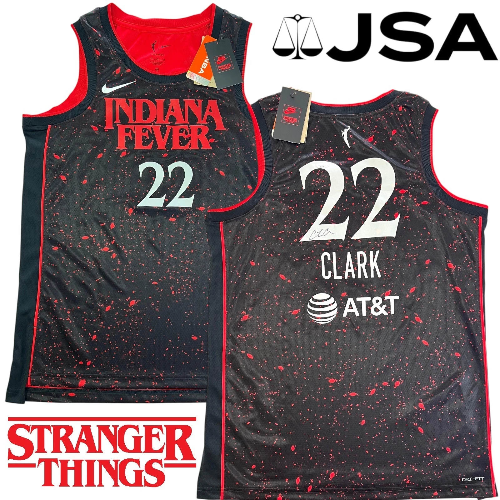CAITLIN CLARK SIGNED INDIANA FEVER STRANGER THINGS REBEL NIKE JERSEY JSA