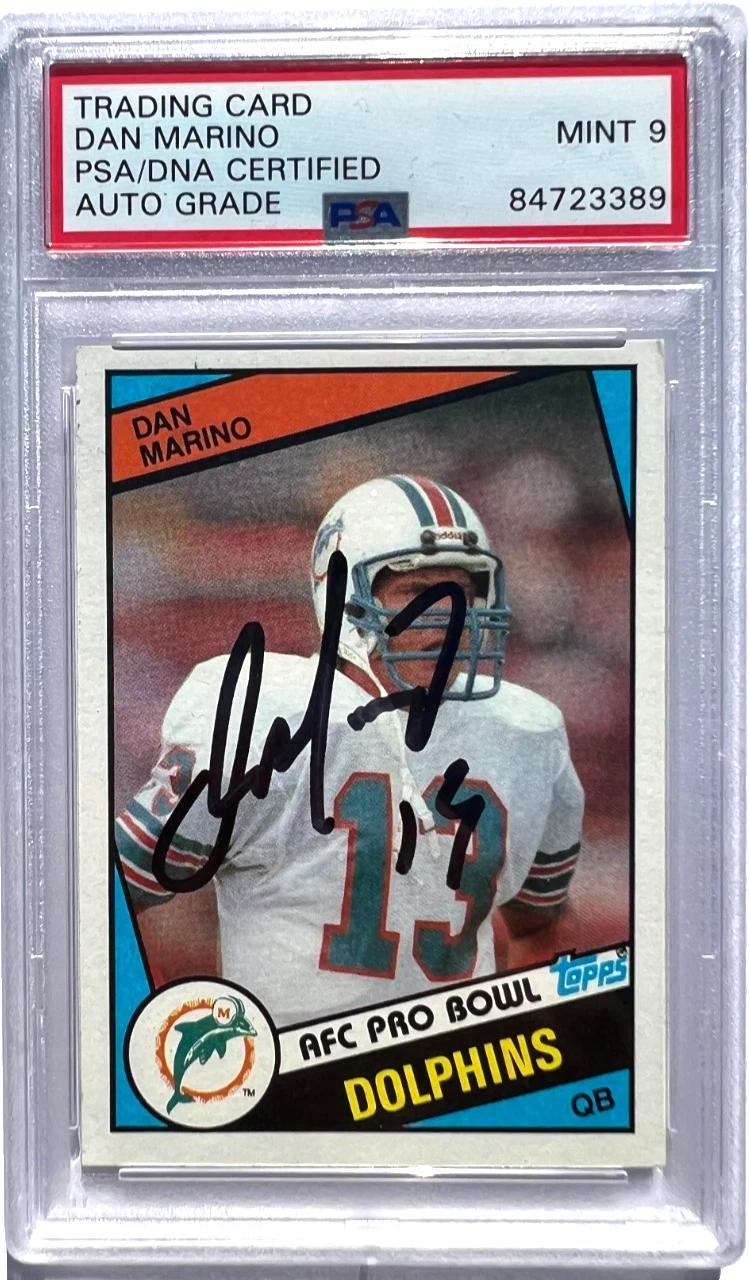 DAN MARINO SIGNED 1984 TOPPS #123 ROOKIE CARD MIAMI DOLPHINS AUTO 9 PSA/DNA