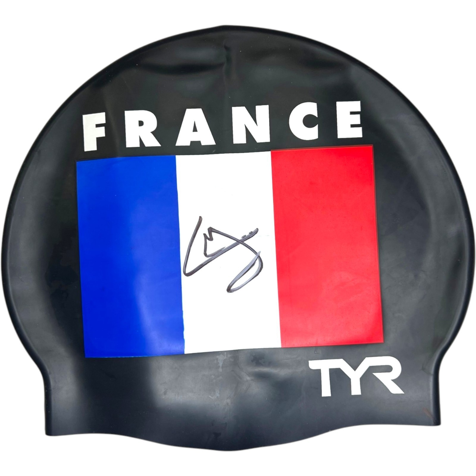 LEON MARCHAND SIGNED FRANCE TYR SWIM CAP OLYMPICS SWIMMING 2024 PARIS 28 LA JSA