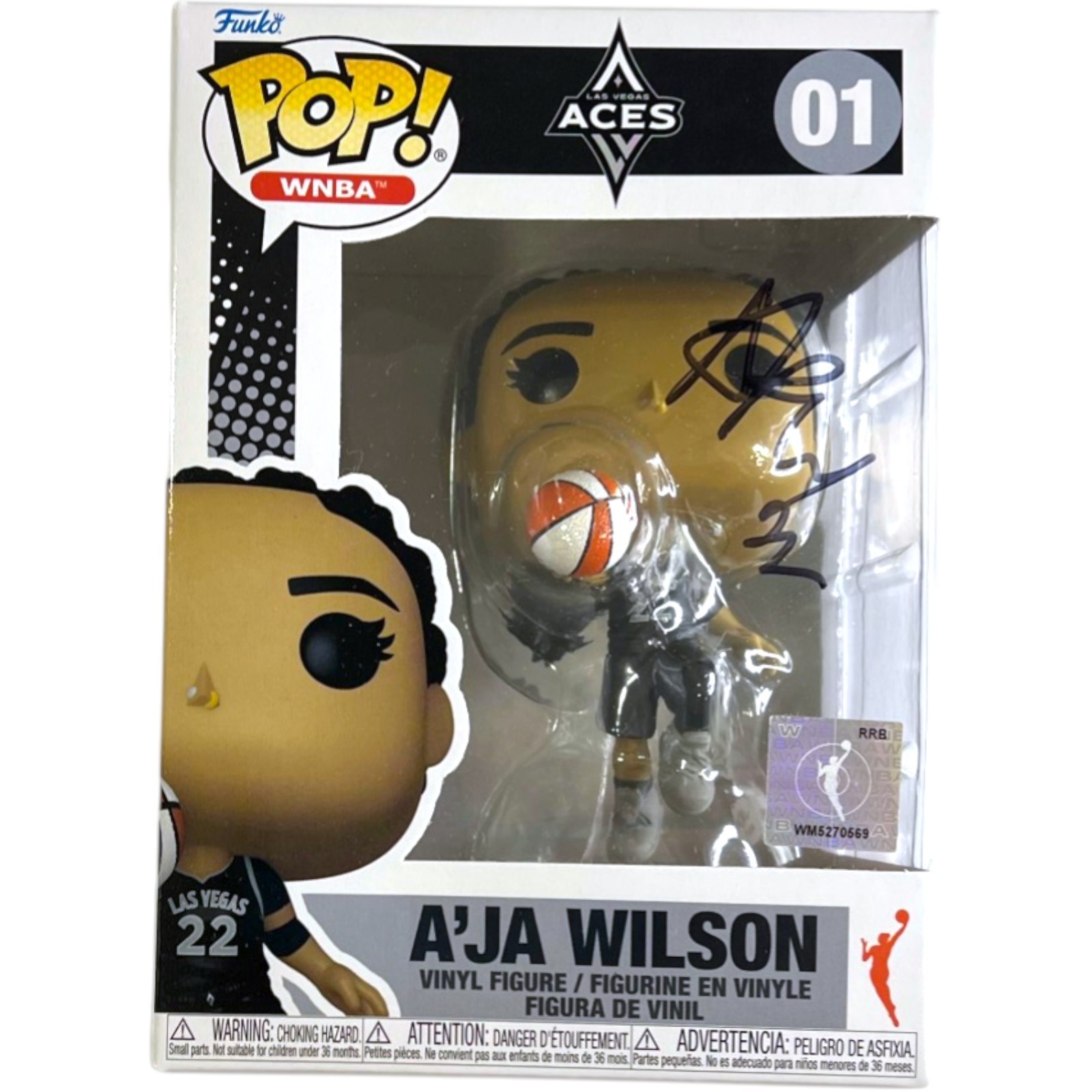 A’Ja Wilson Signed Funko Pop #01 Authentic Auto WNBA Aces Psa/Dna Coa