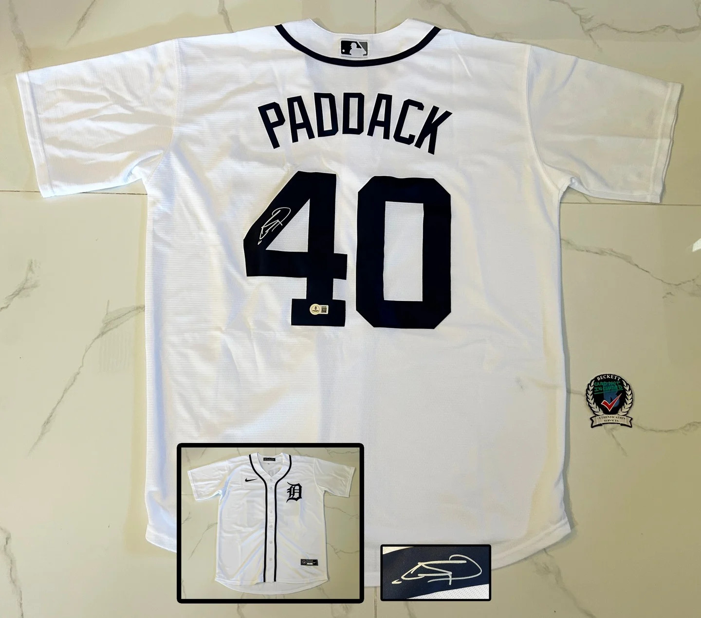 Chris Paddack Signed Jersey Detroit Tigers Beckett BAS COA