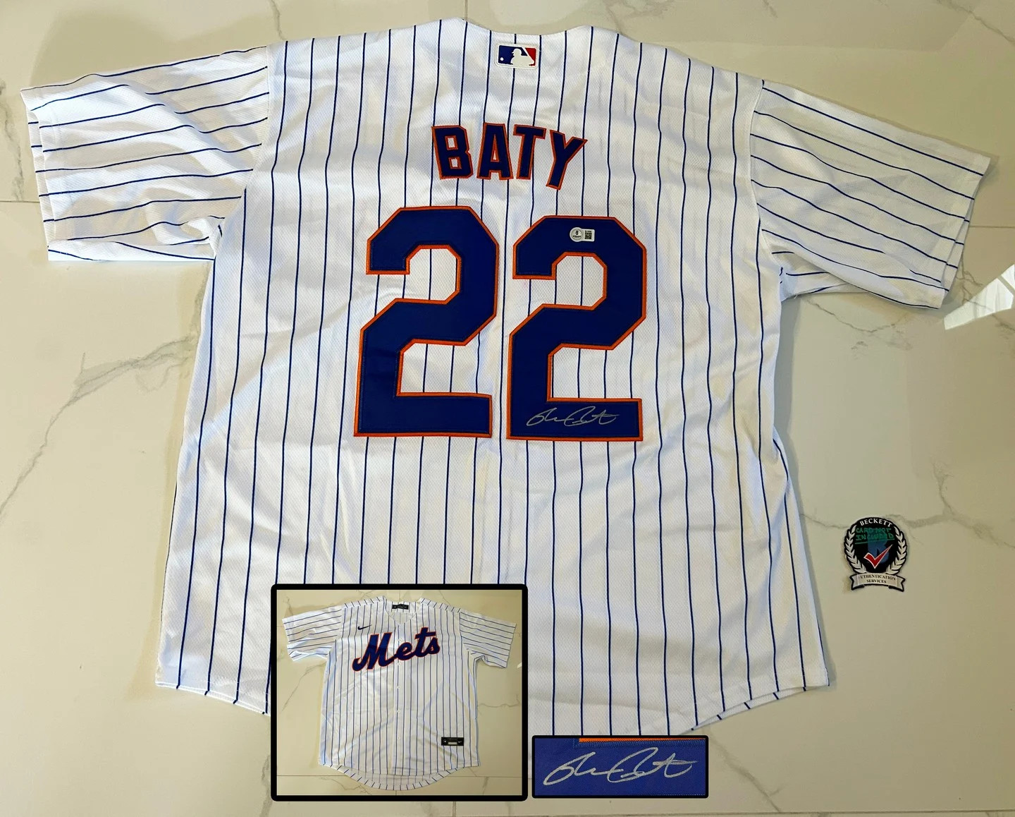 Brett Baty Signed Jersey New York Mets Beckett BAS 1 COA
