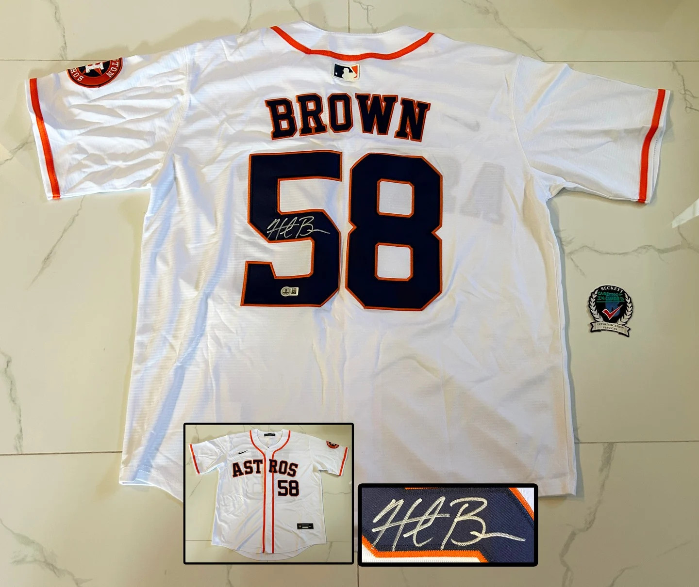 Hunter Brown Signed Jersey Houston Astros Beckett BAS COA