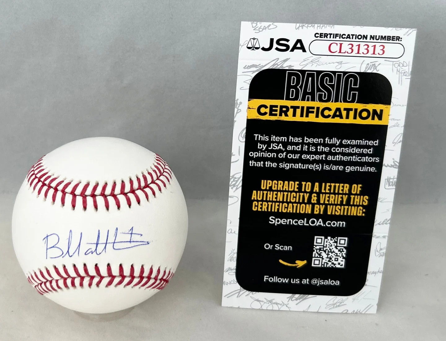 Brice Matthews Signed Authentic MLB Baseball Houston Astros JSA COA