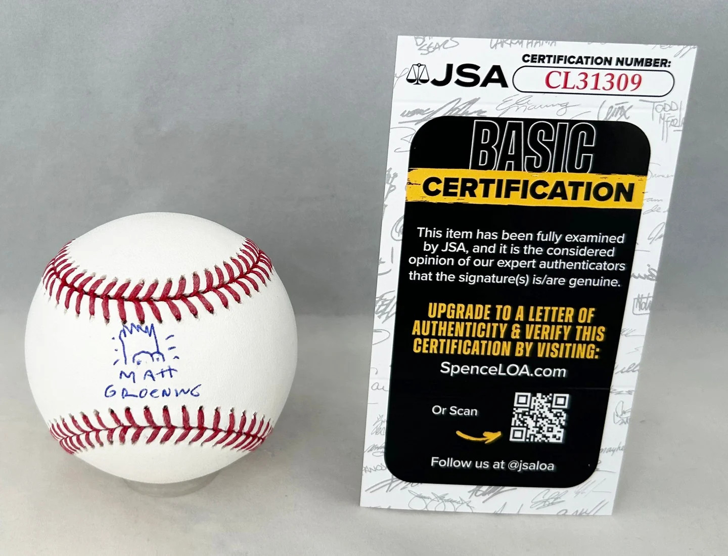 Matt Groening Signed Baseball Simpsons JSA COA