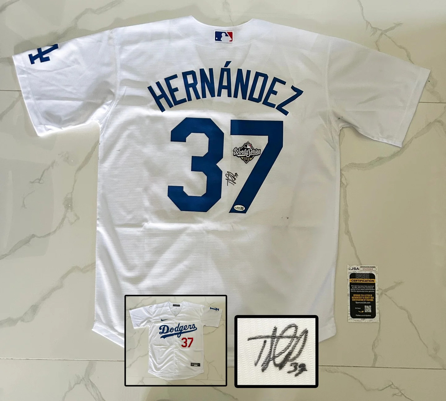 Teoscar Hernandez Signed Jersey Los Angeles Dodgers JSA COA
