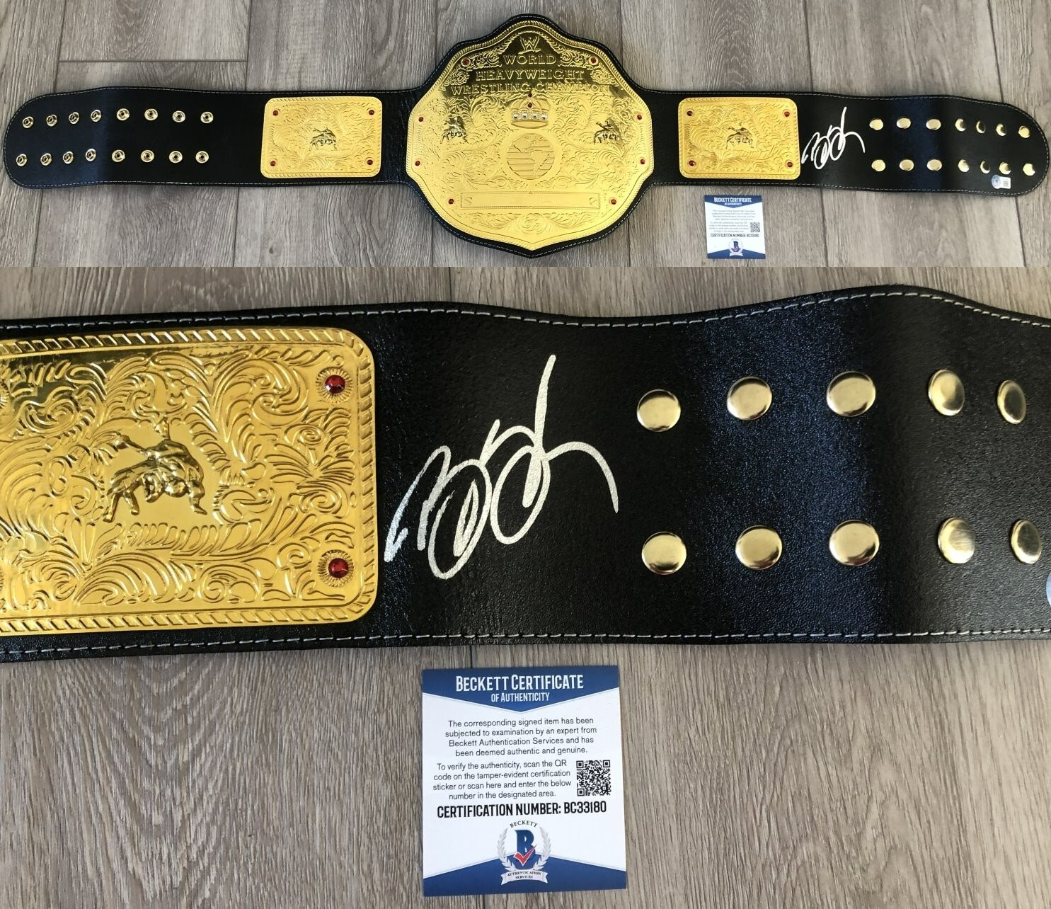 BILL GOLDBERG SIGNED WCW WWE WWF CHAMPIONSHIP LEATHER BELT & BECKETT BAS COA