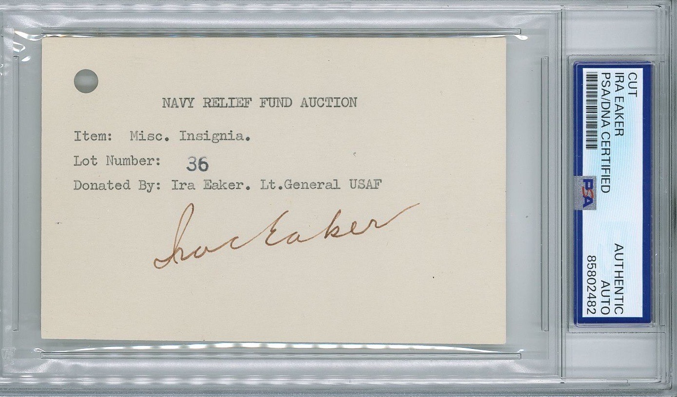 IRA EAKER SIGNED CUT SIGNATURE PSA DNA (D) WWII 8th AF GENERAL 85802482