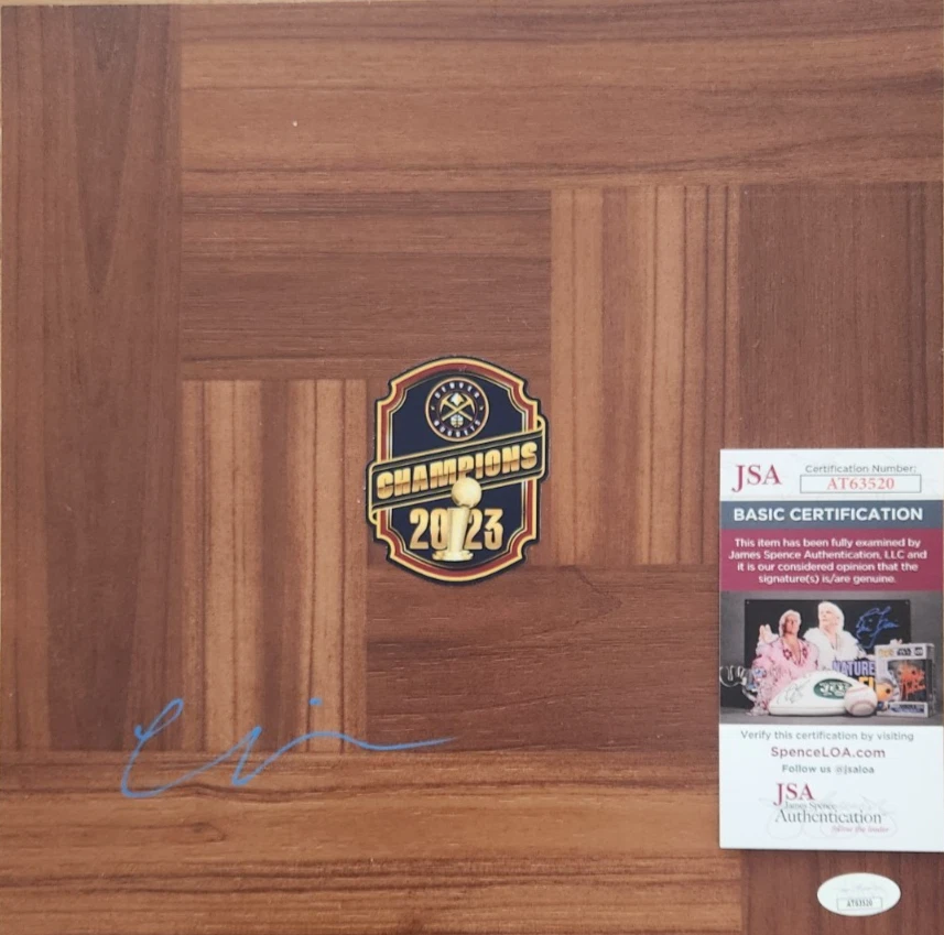 Christian Braun Signed Floorboard JSA COA #AT63520 Denver Nuggets 2023 Champions