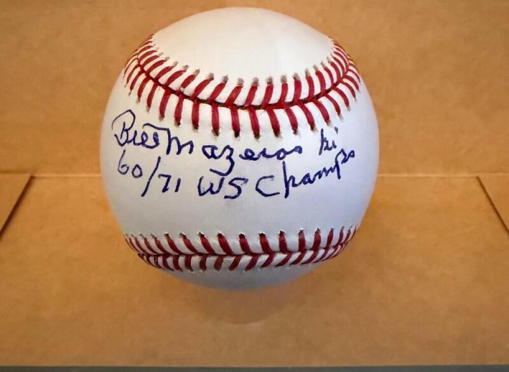 BILL MAZEROSKI 60/71 WS CHAMPS SIGNED AUTO M.L. BASEBALL BECKETT AUTH
