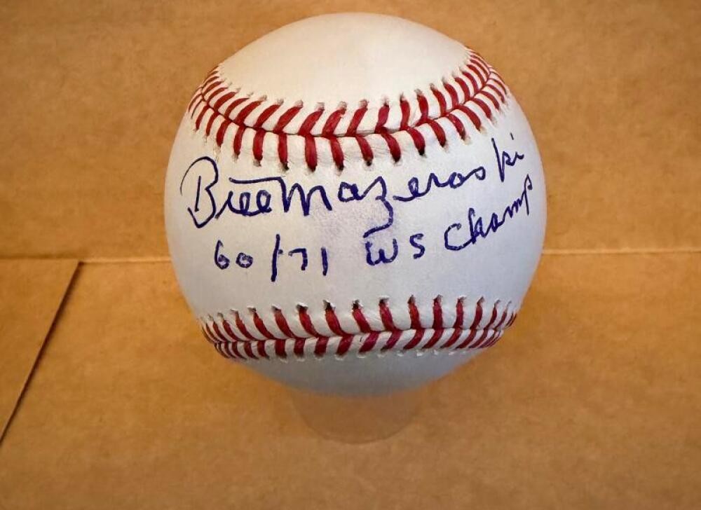BILL MAZEROSKI 60/71 WS CHAMPS SIGNED AUTO M.L. BASEBALL BECKETT AUTH