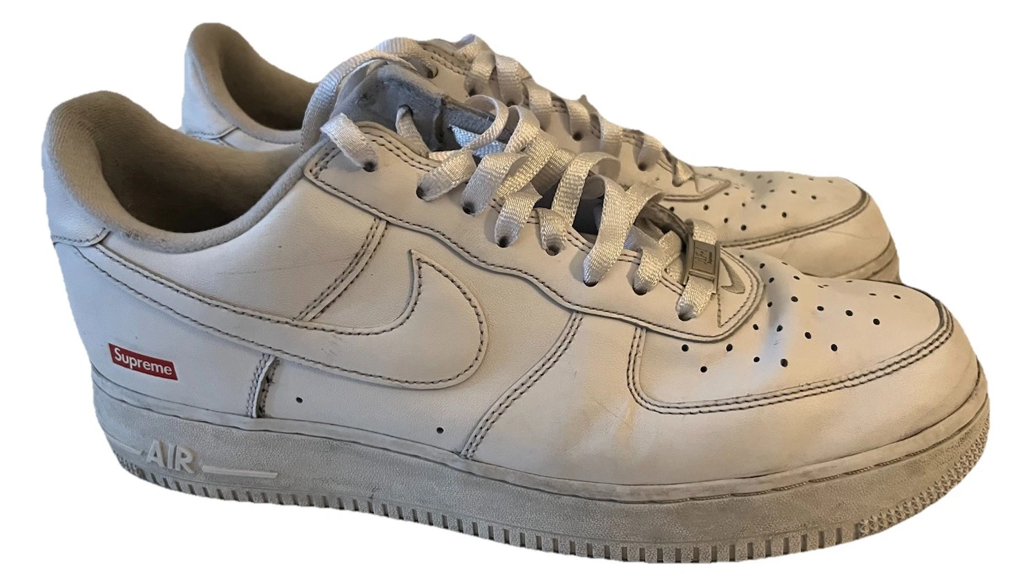Supreme Air Force 1 Used Good Condition Size 10.5 White Designer Brand