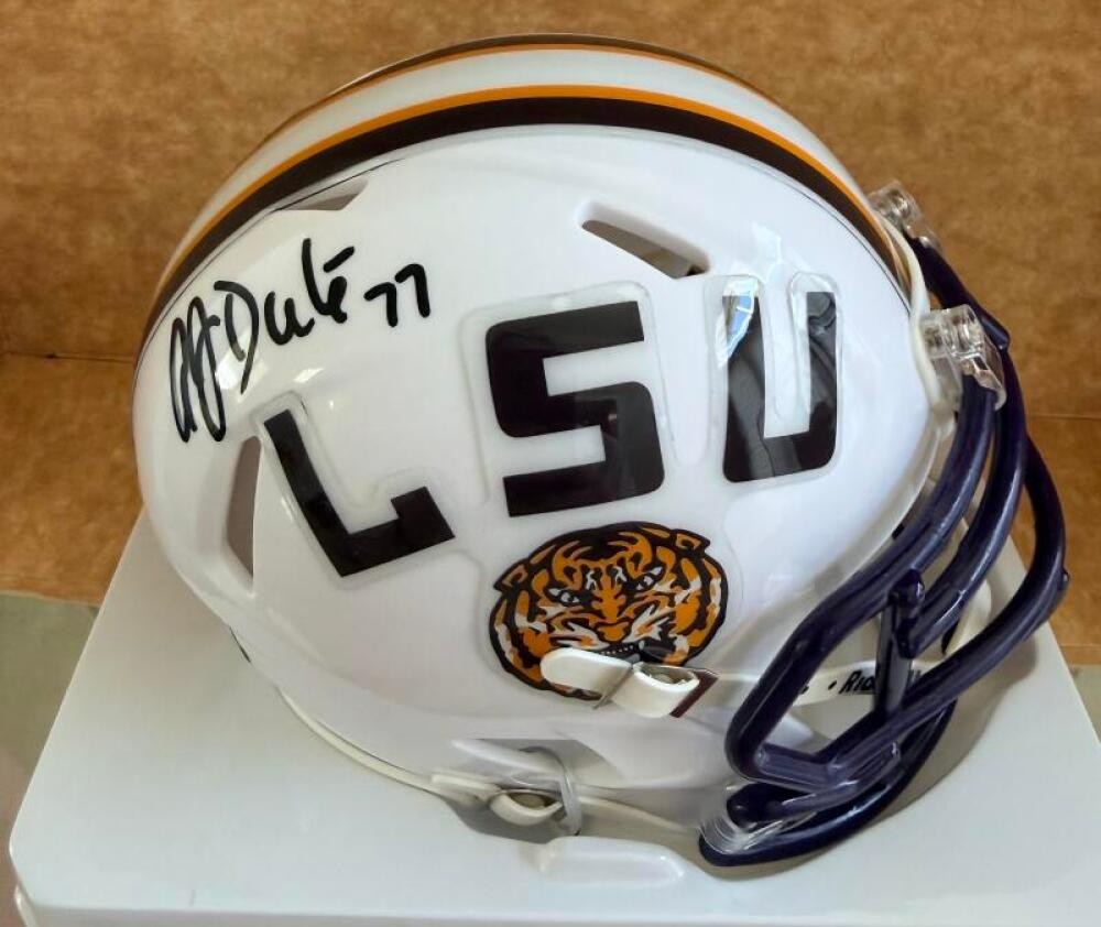 A.J. DUHE LSU SIGNED AUTOGRAPHED MINI HELMET BECKETT