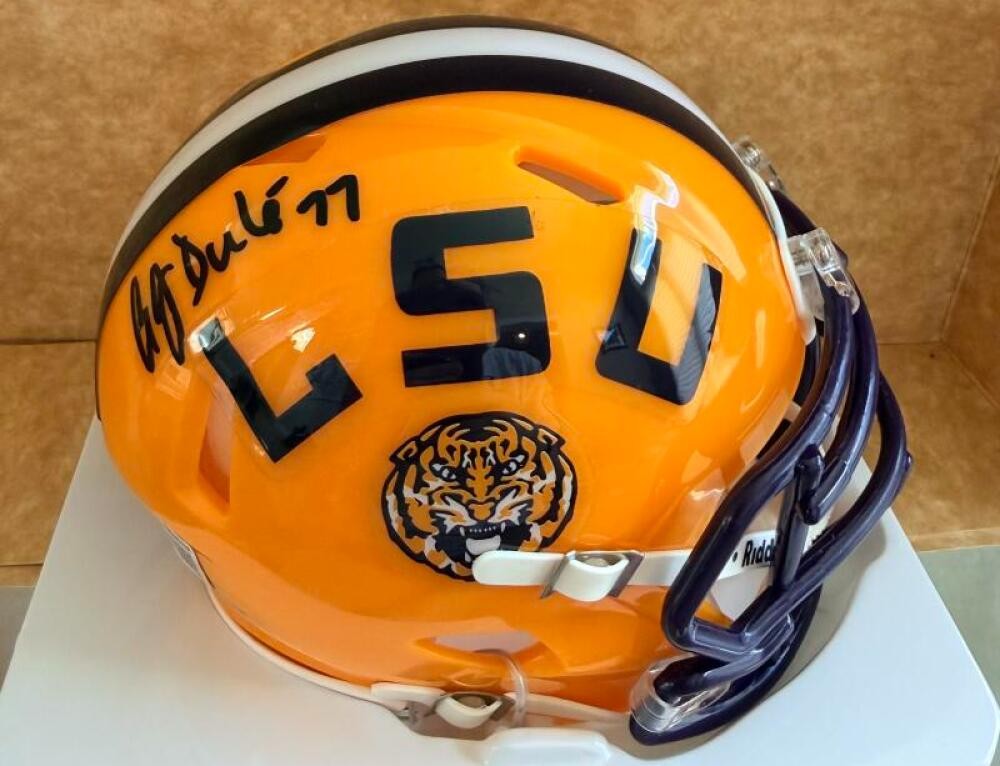 A.J. DUHE LSU SIGNED AUTOGRAPHED MINI HELMET BECKETT