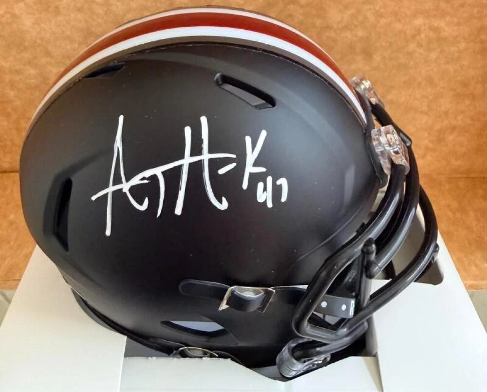 AJ HAWK #47 OHIO STATE BUCKEYES SIGNED BLACK ALT MINI HELMET BECKETT AUTH