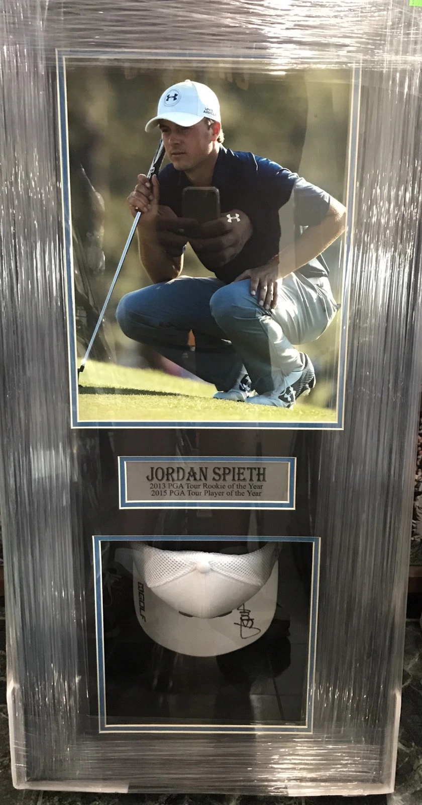 Jordan Spieth Signed Auto Custom Shadow box Under Armor Hat Masters Psa/Dna