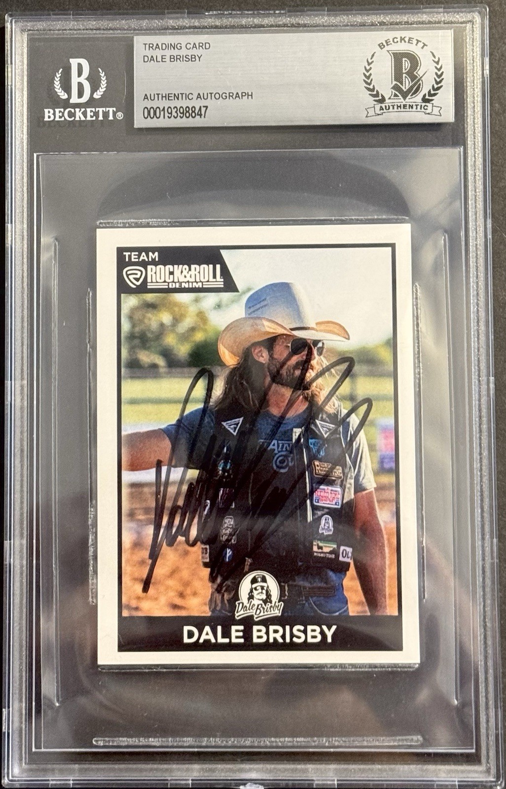 Dale Brisby Signed Autographed Trading Card Rodeo BAS Beckett Slabbed
