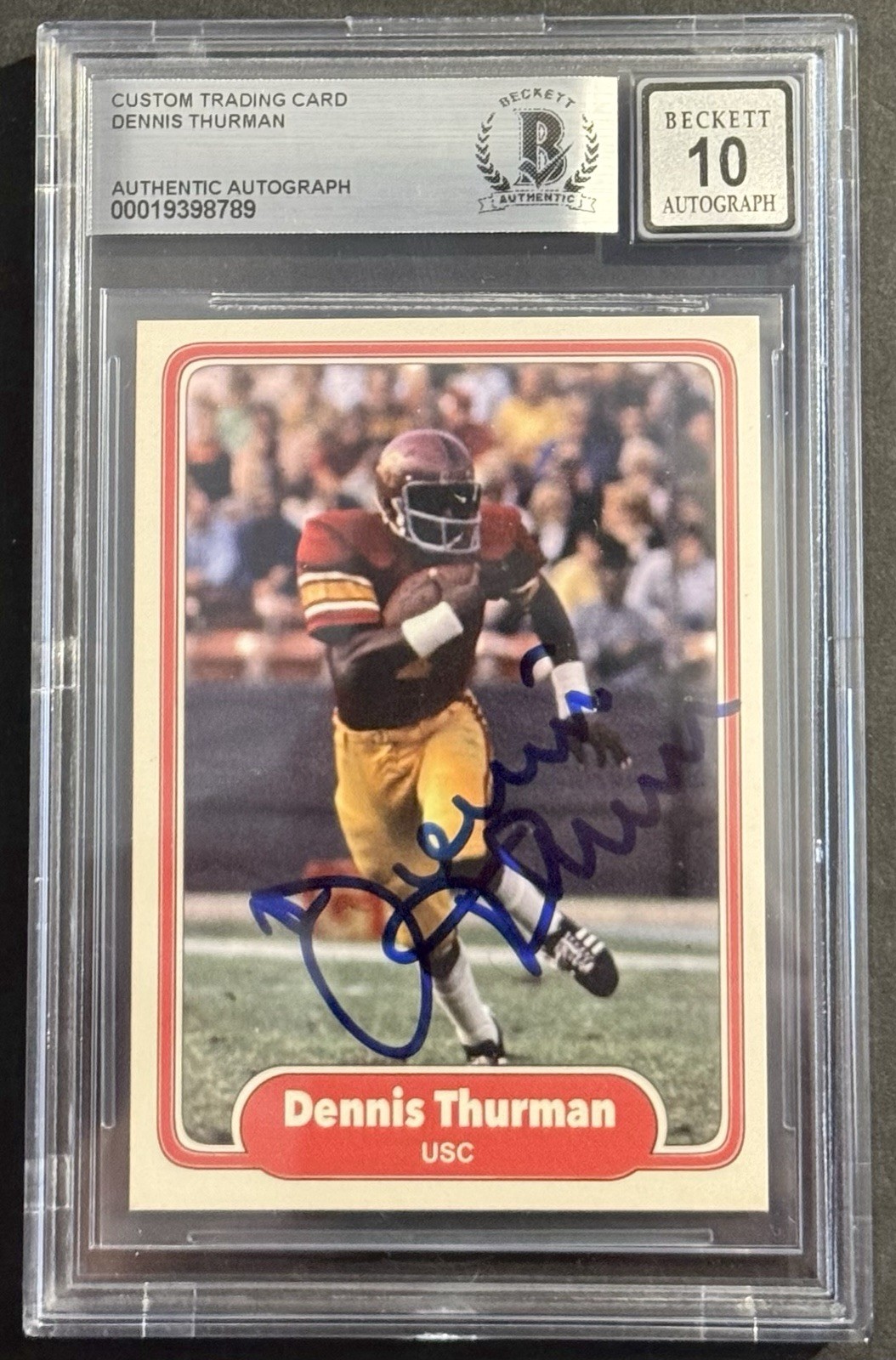 Dennis Thurman Signed Autographed USC Trojans Trading Card BAS Beckett Slabbed