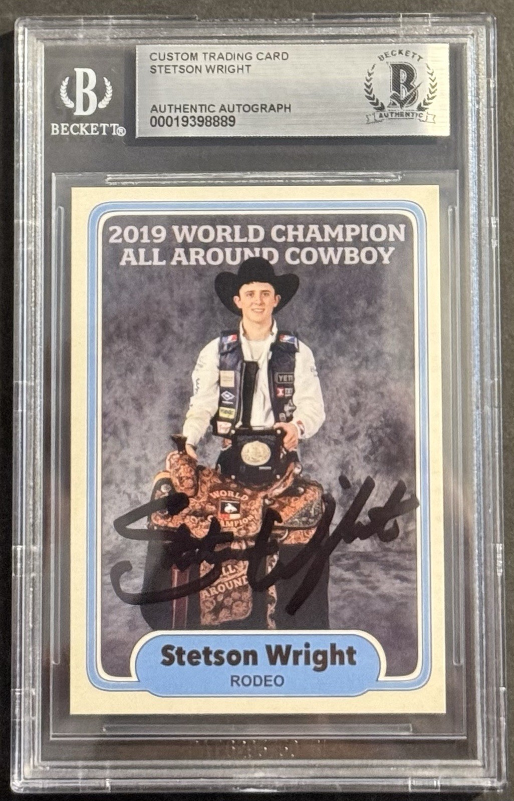 Stetson Wright Signed Auto 10x Champ NFR Rodeo Custom Trading Card Beckett Slab