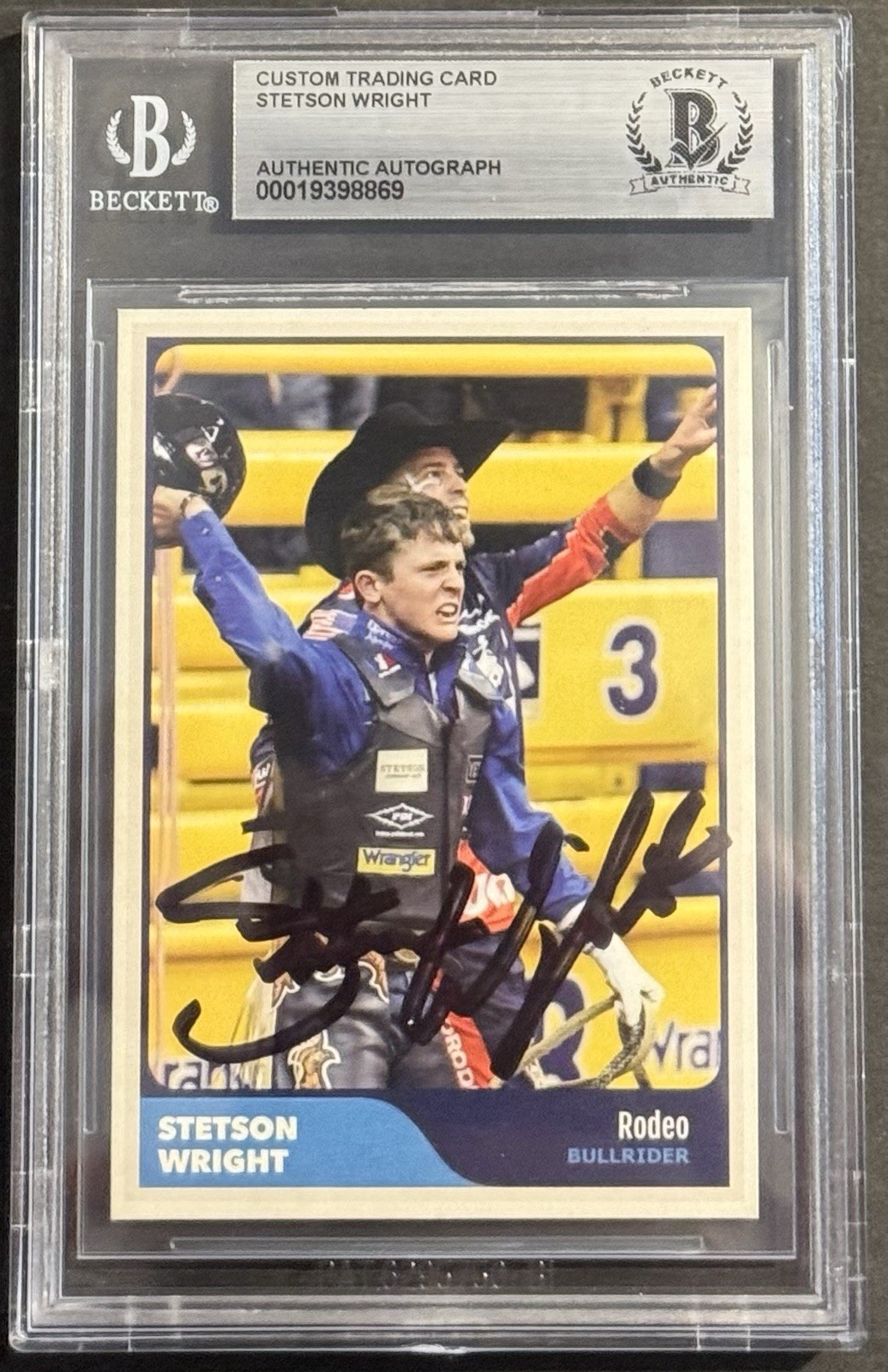 Stetson Wright Signed Auto 10x Champ NFR Rodeo Custom Trading Card Beckett Slab