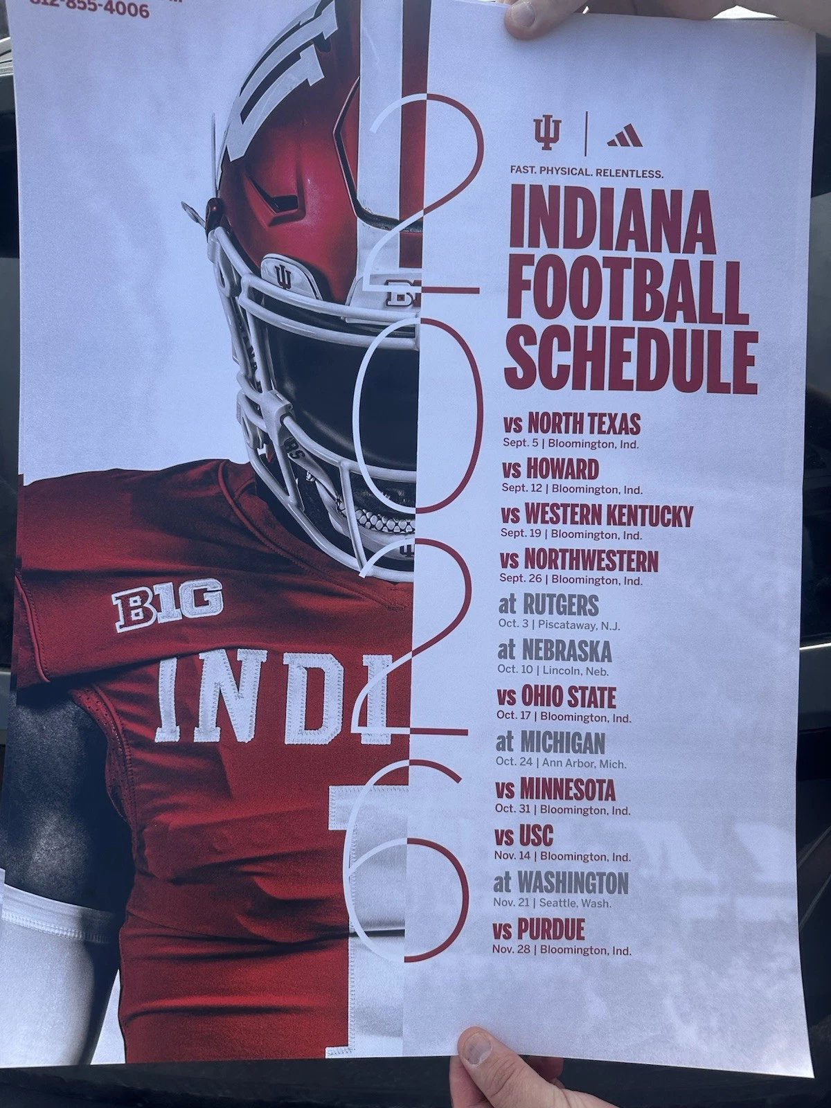 2026 Season IU Indiana Hoosiers Football Schedule Poster National Champions 2025