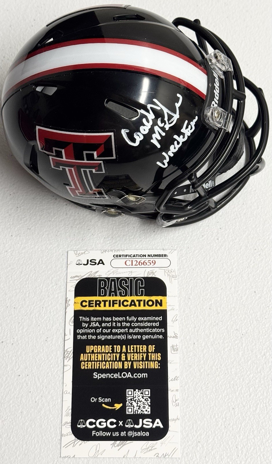 Joey McGuire Signed Autographed Texas Tech Red Raiders Mini Helmet JSA COA