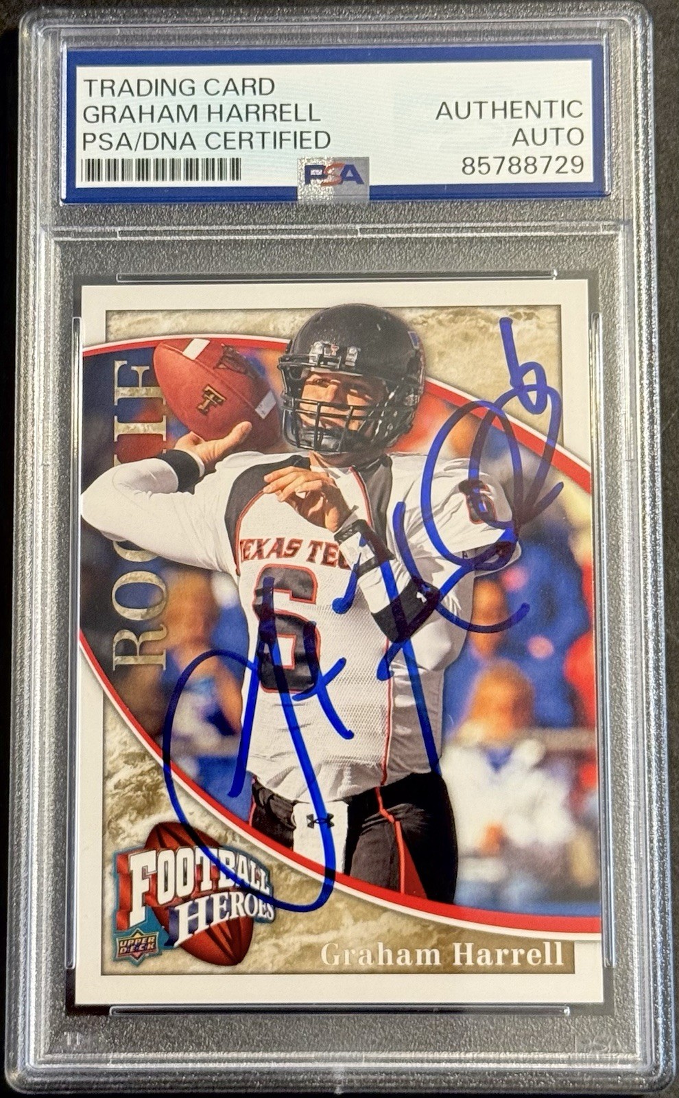 Graham Harrell Signed Auto 2009 Upper Deck Rookie Card PSA/DNA Slabbed