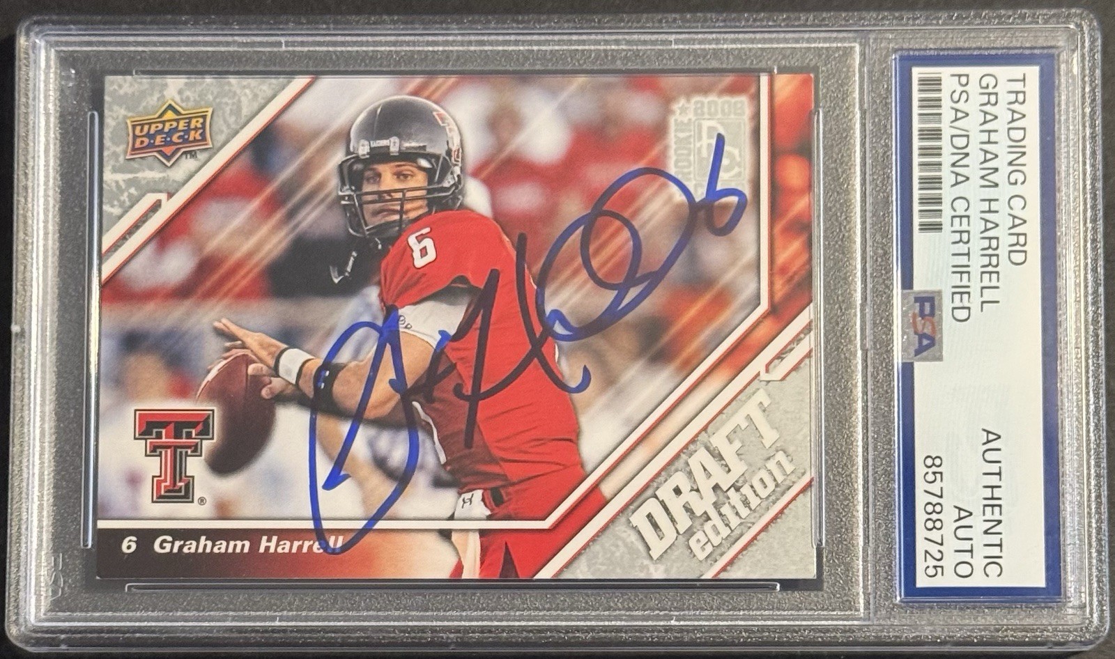 Graham Harrell Signed Auto 2009 Upper Deck Draft Rookie Card PSA/DNA Slabbed
