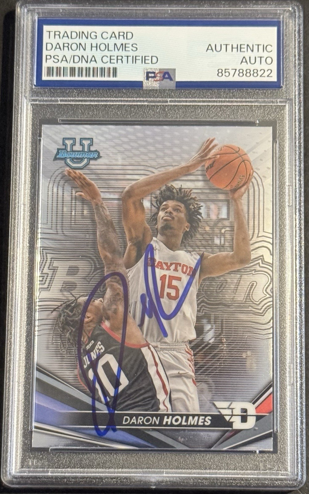 Daron Holmes Signed Auto 2023 Bowman Chrome U Rookie Card PSA/DNA Slabbed