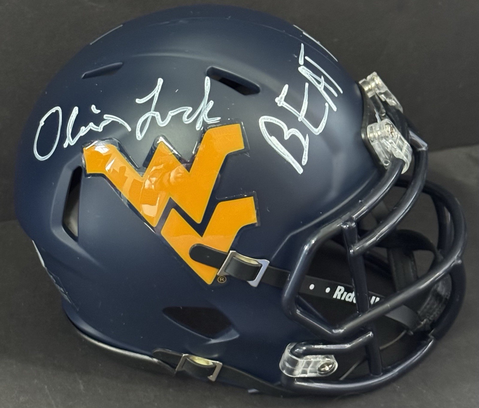Oliver Luck Signed Autographed West Virginia Mountaineers Mini Helmet PSA/DNA