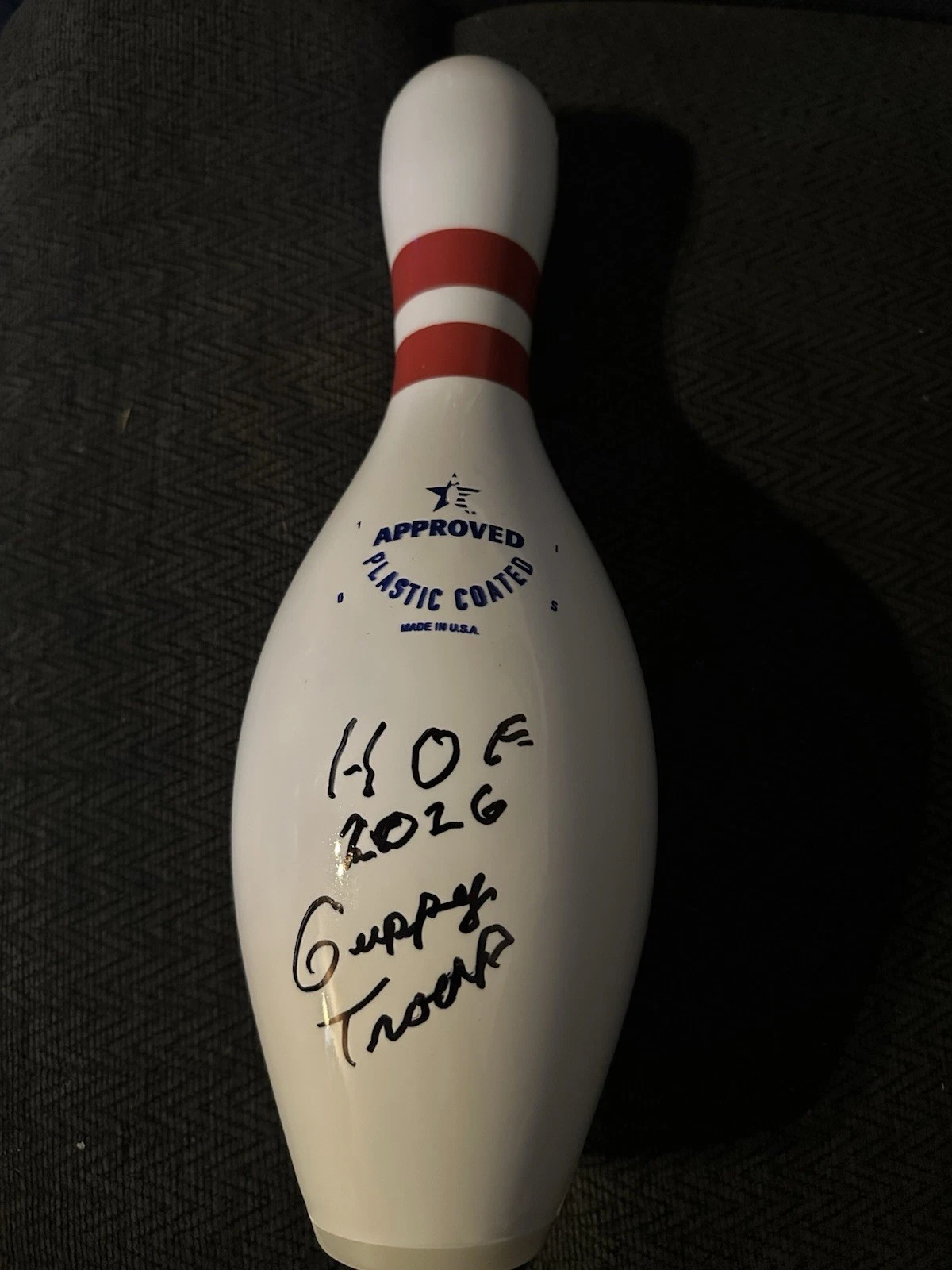 Guppy Troup Brunswick PBA Signed Unused Bowling Pin Hall Of Fame 2026 Unique New