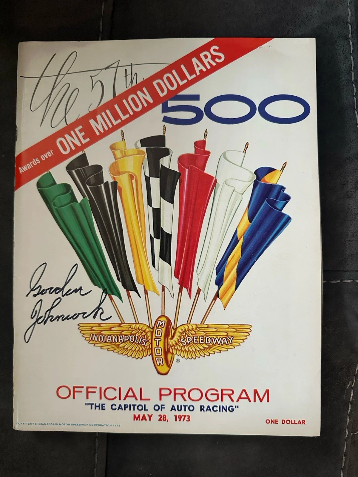 1973 Indy 500 Program Signed By Winner Gordon Johncock Autographed